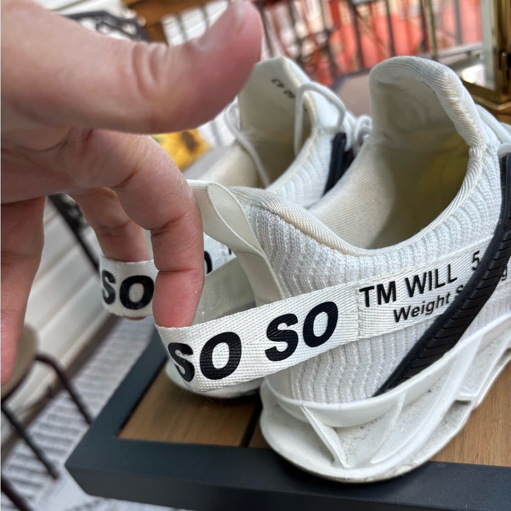 White Sneakers with Black Text Design - Picture 10 of 10